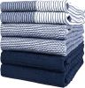 Premium Kitchen Towels (20'x 28', 6 Pack) | Large Cotton Dish Towels | Flat & Terry Highly Absorbent Kitchen Linen Set with Hanging Loop | Navy Blue