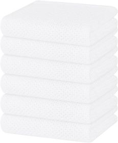 100% Cotton Waffle Weave Kitchen Dish Towels, Ultra Soft Absorbent Quick Drying Cleaning Towel, 13 x 28 Inches, 6-Pack, White