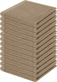 100% Cotton Waffle Weave Kitchen Dish Cloths, Ultra Soft Absorbent Quick Drying Dish Towels, 12 x 12 Inches, 12-Pack, Tan