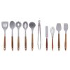 10-Piece Silicone and Acacia Wood Handle Kitchen Cooking Utensils Set, Gray