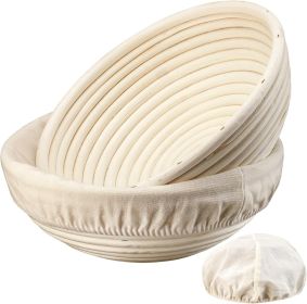 Banneton Bread Proofing Basket - 9 inch Banneton Basket Set of 2 Sourdough Proofing Basket Round Proofing Bowls Handmade Rattan Baskets and Liners