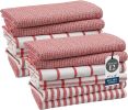 Kitchen Towels Set of 12-100% Cotton, Quick-Drying 18' x 28' Absorbent Dish & Tea Towels, Premium Hand Towels for Drying Dishes - Christmas Red