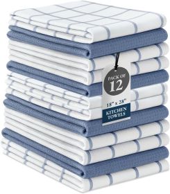 Dish Towels Set of 12-18' x 28' Soft, Absorbent Cotton Kitchen Towels, Quick-Drying Tea & Hand Towels, Premium Decorative Dish Cloths - Indigo