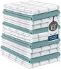 Kitchen Towels & Dishcloths Set of 12-100% Cotton, Quick-Drying 18' x 28' Absorbent Dish & Tea Towels, Soft Hand Towels for Kitchen - Aqua