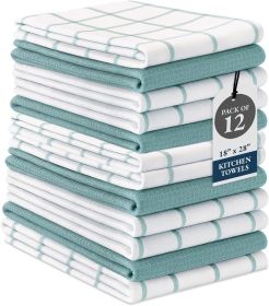 Kitchen Towels & Dishcloths Set of 12-100% Cotton, Quick-Drying 18' x 28' Absorbent Dish & Tea Towels, Soft Hand Towels for Kitchen - Aqua