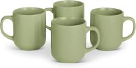 Basics Glazed Stoneware Coffee Mugs, Ceramic 4-Piece Set, 16 oz, Microwave and Dishwasher-Safe, Olive