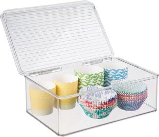 BPA-Free Plastic Pantry and Kitchen Storage, Stackable Freezer and Fridge Organizer Lidded Bin â€“ 7.25" x 10.75" x 3.75", Clear