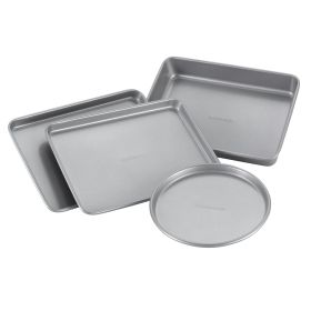 Bakeware 4 Pcs Nonstick Toaster Oven Pan Set, Dishwasher Safe and Oven Safe to 450Â°F, Gray