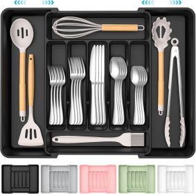 Extra Large Expandable Silverware Organizer, BPA-Free Food-Safe Cutlery Flatware Organizer, Kitchen Utensil Drawer Organizer, Adjustable Silverware Ho