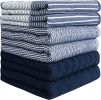 Premium Kitchen Towels (20'x 28', 6 Pack) | Large Cotton Dish Towels | Flat & Terry Highly Absorbent Kitchen Linen Set with Hanging Loop | Navy Blue