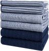 Premium Kitchen Towels (20'x 28', 6 Pack) | Large Cotton Dish Towels | Flat & Terry Highly Absorbent Kitchen Linen Set with Hanging Loop | Navy Blue