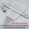 Stainless Steel 14.8" Long Flat Barbecue Skewers,20PCS/40PCS BBQ Kebab Skewers with Portable Metal Storage Tube