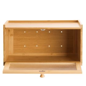 Bread Box for Kitchen Counter, Large Capacity Bamboo Bread Storage Container, Farmhouse Wooden Breadbox Organizer for Homemade Bread (Number of Layers: Single Layer, Color: Burlywood)