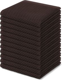 100% Cotton Waffle Weave Kitchen Dish Cloths (Color: Dark Brown)