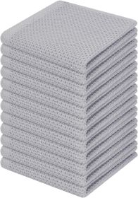 100% Cotton Waffle Weave Kitchen Dish Cloths (Color: Light Gray)